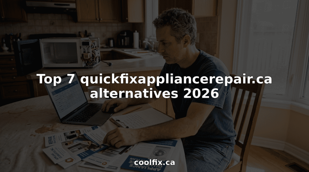 Technician comparing appliance repair service options